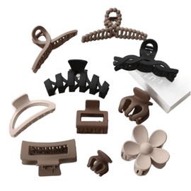 HairLY 10 Pieces Brown and Black Hair Clips Set - Different Sizes for The Whole Family, Versatile Hair Accessories for Thin, Thick, Short or Long Hair (Brown-Black)