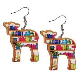 twinkle eye Book Earrings for Women Fram Cow Bookshelf Dangle Earrings Teacher Earrings Heart Library Earrings Funny Acrylic Earrings for Book Lovers Book Stack Teacher Appreciation Gifts