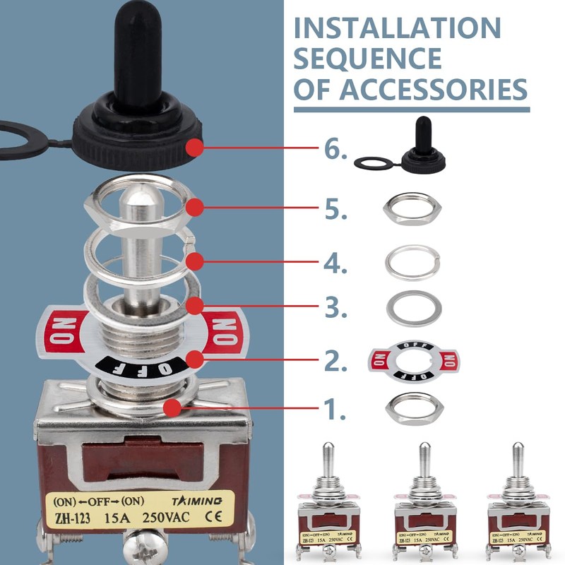 Innfeeltech 3 Pcs Momentary Toggle Switch, 10A 125V, 2H-C123 SPDT,