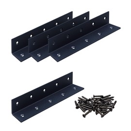 8" x 1.5" x 1.5" L Brackets Heavy Duty, Large Iron Corner Bracket Metal Joint, Thickness 2.5mm Including Screws, for Wooden Bookshelf Furniture Cabinet (Black-4PCS)