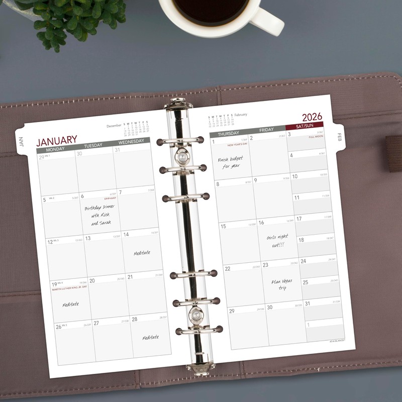AT-A-GLANCE 2026 Planner Refill, Monthly, 3.75" x 6.75", Portable Size