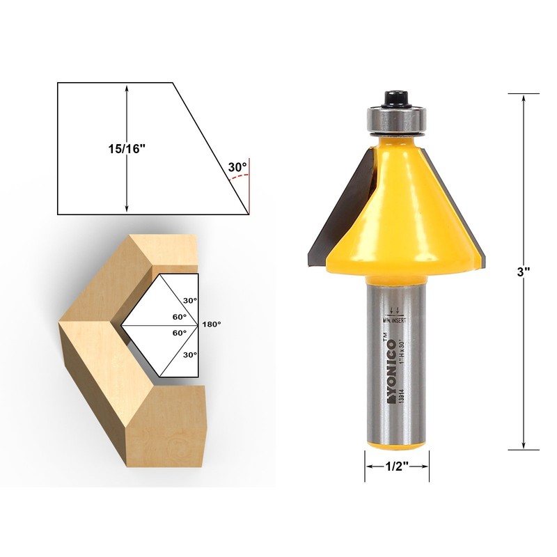 Yonico Chamfer Router Bits Bevel Edge Forming Set 5 Bit