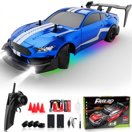 LFOLUSU Remote Control Car RC Drift Car 1:16 Scale 4WD RC Vehicle with Spray, Cool Lights, 2.4GHz 30km/h RTR High Speed Racing Sport Toy for Adults Boys Girls Kids Gift 2Pcs Rechargeable Battery