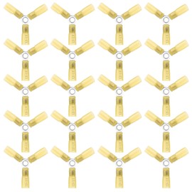 Linkstyle 20pcs 12-10 Gauge AWG 3 Way Wire Connector, Crimp Y Ring Butt Connector, Heavy Duty Heat Shrink Butt Terminals Yellow