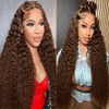 Chocolate Brown Water Wave HD Lace Front Wigs Human Hair