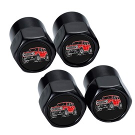 4Pack Anti-Corrosion Tire Valve Stem Caps Metal Black fit for Ford Bronco Accessories Red