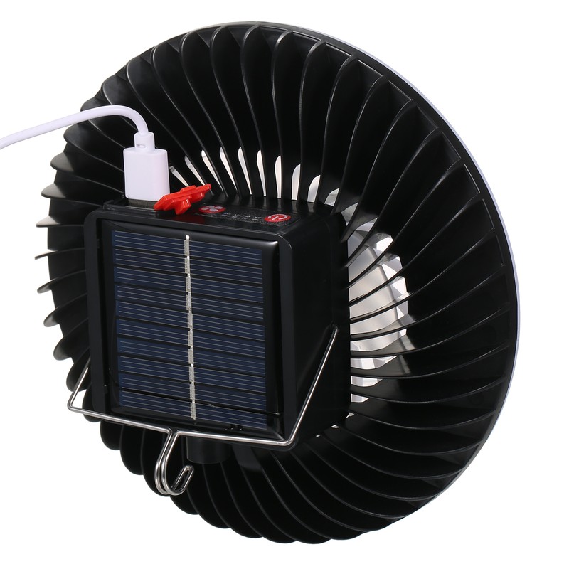 Portable Camping Lantern with Fan Solar USB Rechargeable LED Tent