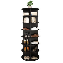 affeivul 7 Tier Rotating Shoe Rack Tower 360, Circular Shoe rack Rotating, Spinning Bookshelf,Handbag/Vertical Shoe Storage Rack Lazy Susan, Revolving Shoe Rack for Closet, Front Door Entrance - Black
