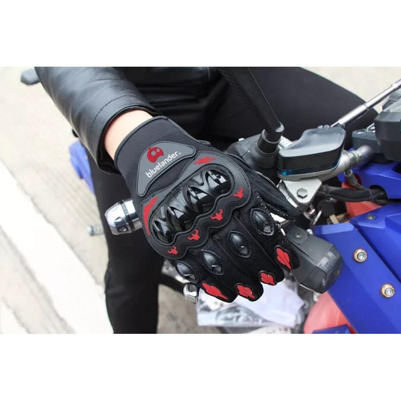 Bluelander Guantes Para Moto O Bicicleta Dedo Completo Negro-rojo