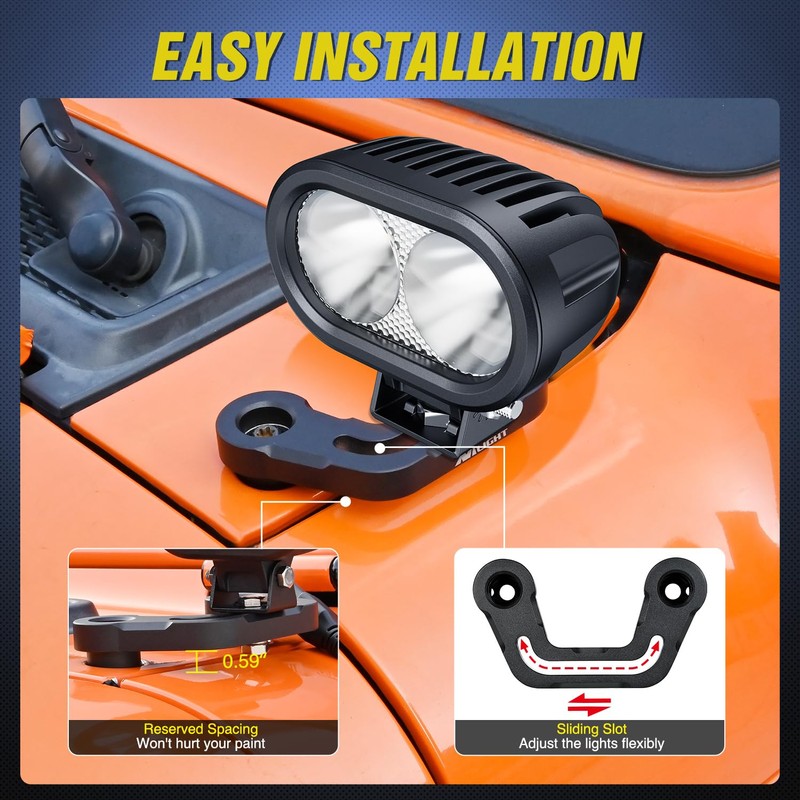 Nilight Light Mounting Bracket Hood Cowl Mount Brackets for Front