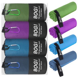 BOGI - Paquete de 4 Toallas Deportivas de Microfibra de Secado rápido, Toalla de Microfibra Suave y Ligera, Absorbente y compacta, Toalla de Viaje par