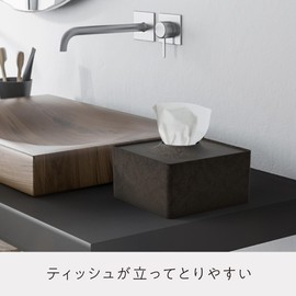 104Lab. (Jushi Lab) Tissue Case, Tissue Box, Tissue Cover, Stylish, Sustainable, Cedar Bark, Pink, Beige (Lid) x Gray (Main Body) Half Square, Made in Japan