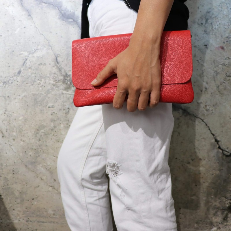 SH Leder Real Leather Shoulder Bag, Clutch Bag, Small Evening