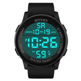 LsvtrUS Men's Military Watch Minimalist Outdoor Sports Army Electronic Waterproof Rubber Strap Wrist Watches for Men with Stopwatch Alarm LED Backlight, Black, WJ46C