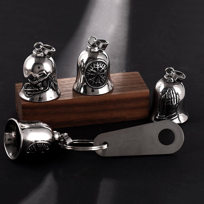 TURTLEDOVE Viking Vegvisir Motorcycle Ride Bell, Stainless Steel Guardian Motorcycle