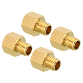 QUARKZMAN 1/4 NPT Male x 3/8 NPT Female Brass Pipe Fitting Hexagonal Reducer for Water Gas Transmission Pack of 4