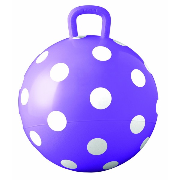 Hedstrom Purple Polka Dot Hopper Ball, Kid's Ride-on Toy, Bouncy Hopping Ball with Handle - 15 Inch