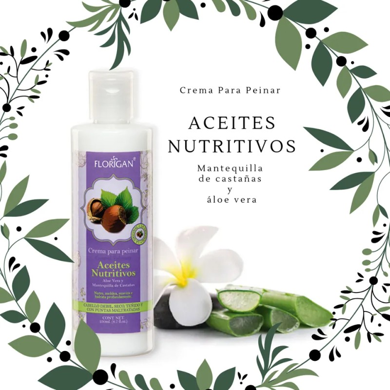 3 Crema Para Peinar Aloe Vera Castañas Nutritivo Florigan