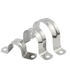 10Pcs M60 Rigid Pipe Strap, 2-1/3Inch Stainless Steel Conduit Clamp 2 Holes Cable U Bracket Pipe Clamp for Fixing Pipe or Cable, 0.71" Width