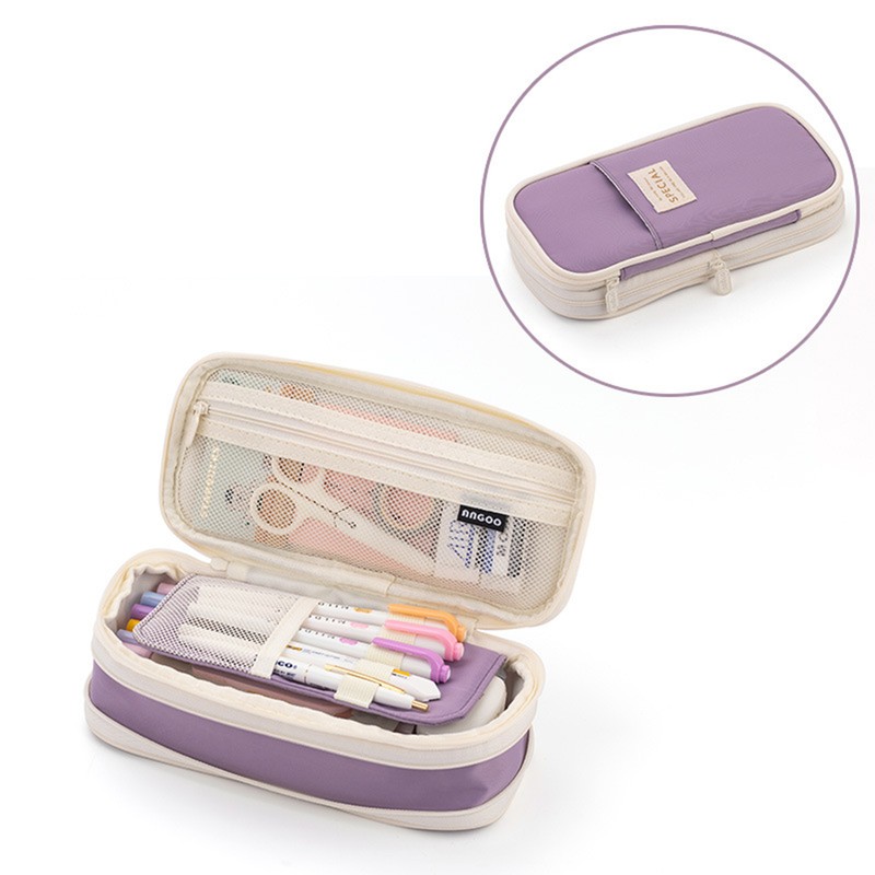 Large Capacity School Pencil Case Stationery Zipper Pocket Office Storage