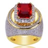 Htayekog 18K Gold Cluster Lab Simulated Diamond Band Micropave Mens