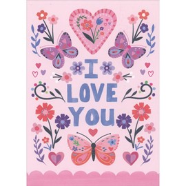 Sellers Publishing RSVP Butterflies and Hearts with Country Style Floral Patterns Juvenile Valentine's Day Card for Girl