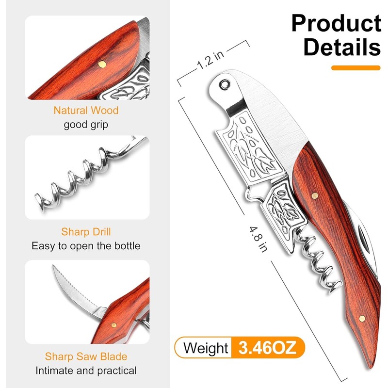 HOOMIL Wine Opener, 3-in-1 Professional Corkscrews for Wine Bottles with