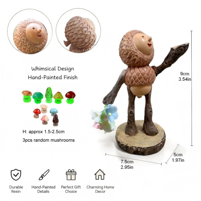 YOIUBASIA Miniature Acorn Figurine Woodland Decor