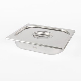 Baki Stainless Steel Gastronorm Container 1/2 Food Pan 65, 100, 150 mm Deep with & Without Lid (65mm Deep with Lid)