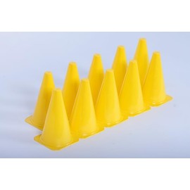Boje Sport Set of 10 marking cones, 23 cm, colour yellow for agility dog sports, coordination training, endurance training and sprint training with your four-legged friend