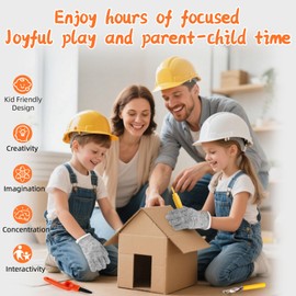 Cardboard Cutting Tools for Kids with Storage box,Safe DIY Cutter,148 PCS Construction Kit for Family & Team Activities,Creative Educational Toys Gift for Boys and Girls,5 6 7 9,Building Set,Ageds 4+