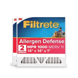 Filtrete 14x14x1, AC Furnace Air Filter MPR 1 MERV 11, Allergen Defense, 2-Pack (exact dimensions 13.81 x 13.81 x .81)