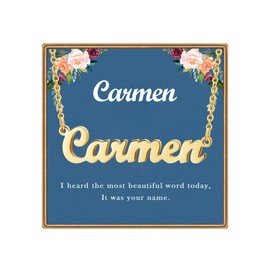 Ldurian Custom Name Necklace | Carmen Name Pendant Necklace Gifts | Birthday Jewelry Gift for Women's Pendant Necklaces