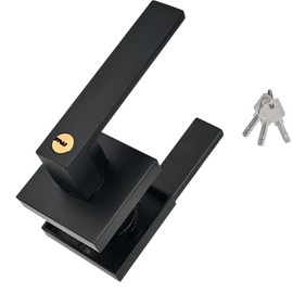 Ewovo 1 Pack Matte Black Privacy Door Handle,Heavy Duty Lever Door Handle and Adjustable Single Cylinder Latch Combination, Lockable, Keyed Door Locks for Bedroom, Bathroom, Office and Kitchen