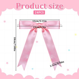 24 Pcs Pink Twist Tie Bows Satin Ribbon Twist Tie Bows 5x7 Inch Tie-Bows Pastel Satin Pink Bow with Twist-Tie for Crafts Treat Bags Gift Wrapping