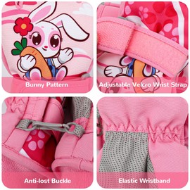 Jupsk Kids Winter Ski Gloves Waterproof Anti Slip Fluffy Thermal Snowboard Purple Bunny Gloves for Children Girls Boys Age 4-7