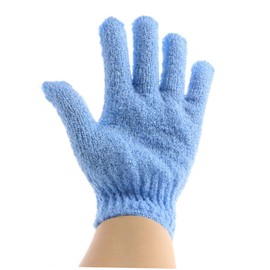 FOMIYES 4 pcs Blue Nylon Shower Gloves Body Scrub Exfoliator for Men Women Stretchy Machine Washable Bath Gloves for Gentle Deep Cleansing
