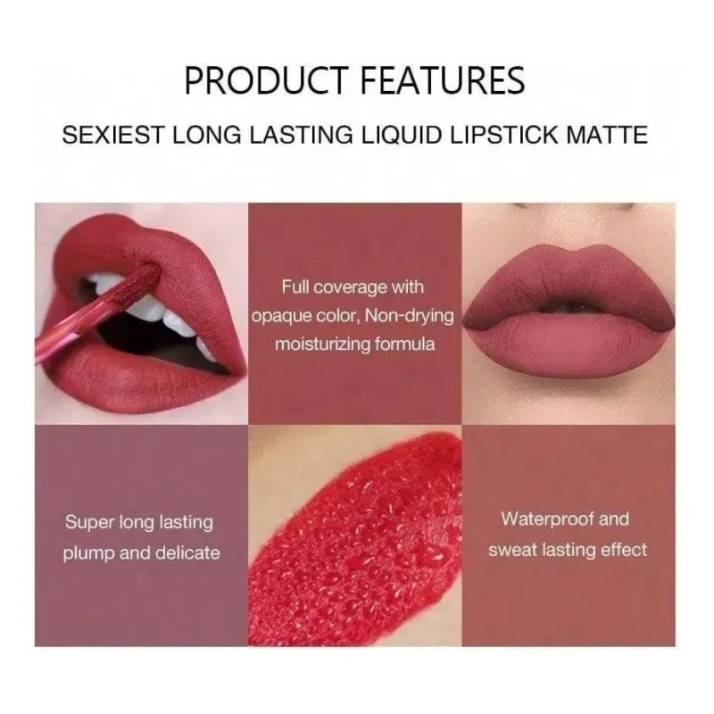 Set 6 Piezas Labial Líquido Mate Nude A 6pcs