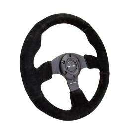 NRG Innovations NEW NRG Innovations Race Series Steering Wheel Black Suede Black Spokes RST-012S