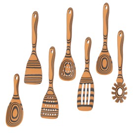 Cokka Praca 7-Piece Handcraft Wood Cooking Spoon Set-Sturdy Wooden Spoons for Cooking, Dishwasher Safe & Maintenance Free Wooden Kitchen Utensil Set for Nonstick Cookware, Heat Resistant
