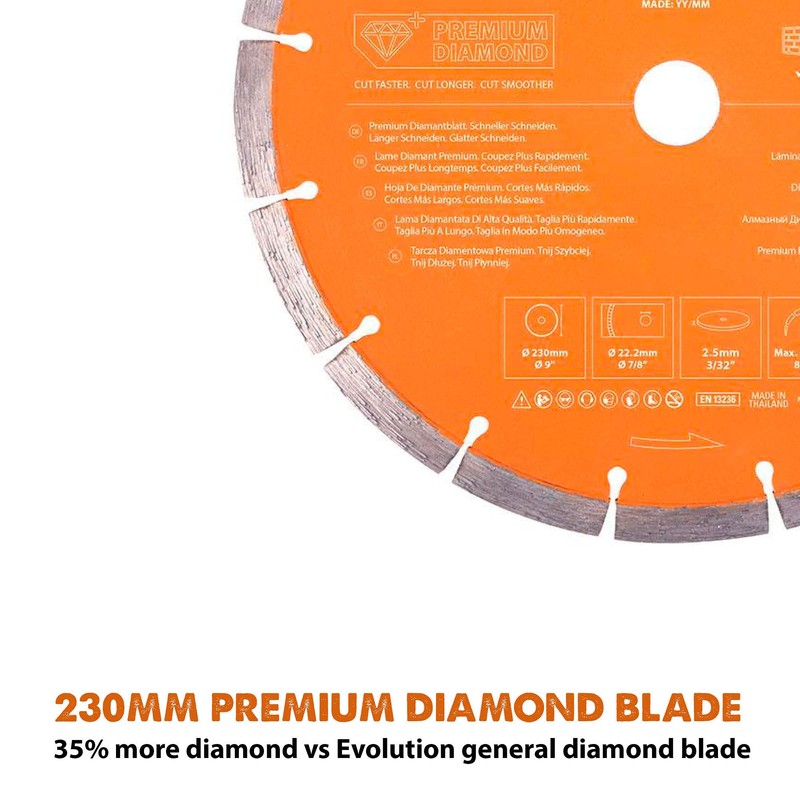 Evolution Power Tools PD230SEG-CS 230 mm Premium Multi Material Diamond