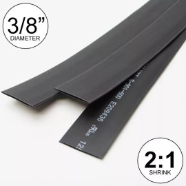 Salipt 3/8" ID Black Heat Shrink Tube 2:1 ratio polyolefin (25 ft) inch/feet/to 10mm