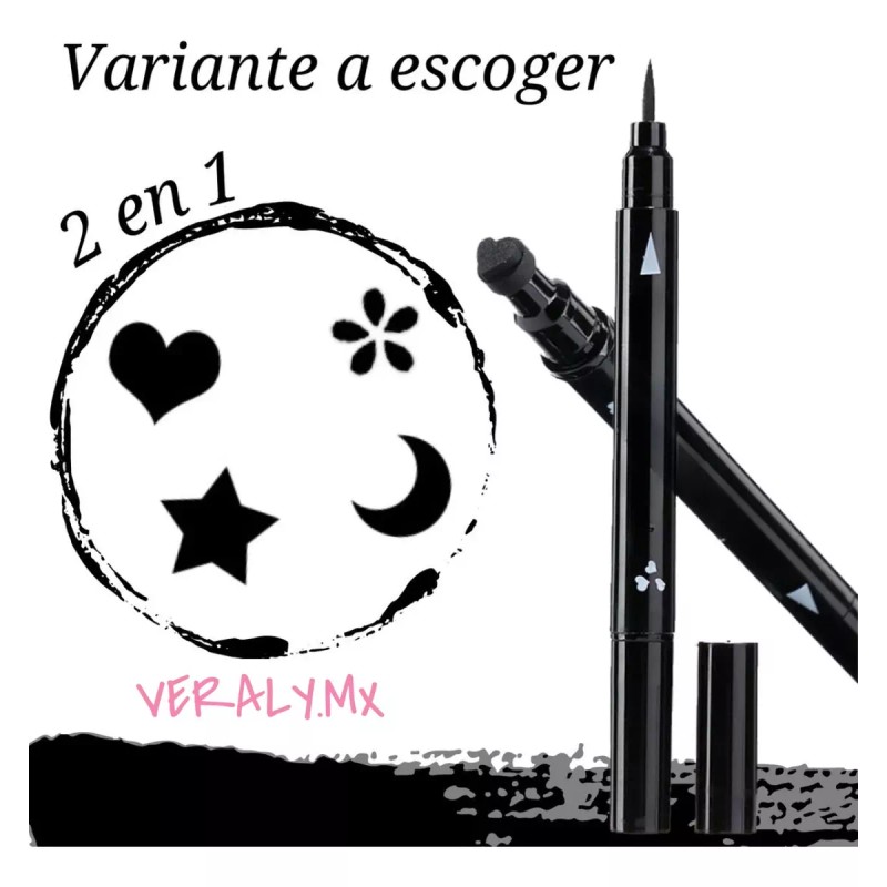 Veraly Delineador De Ojos Negro Plumón Y Sello De Figuras
