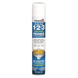2-Pack of 26 oz Zinsser 343746 Bulls Eye 1-2-3 White Interior and Exterior Primer Turbo Spray