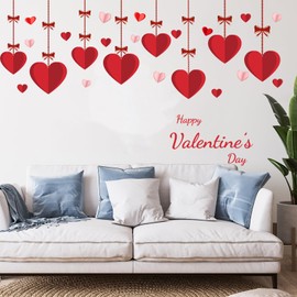 Valentine's Day Love Wall Decals Hanging Large Heart Romance Wall Stickers Removable Peel and Stick Art Murals for Window Clings Bedroom Living Room Office Home Playroom Party Decor (Love)