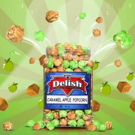 It's Delish Gourmet Caramel Apple Popcorn Mix by Its Delish, 16 OZ Jumbo Container – Caramel Corn Air Popped Sweet & Crunchy Glazed Carmel Corn Snack - Gluten Free, Vegan, Kosher, 1 Count