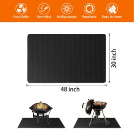 Large Under Grill Mats 48 * 30 Inch for Outdoor Grills&Smoker, Desk and Patio Protector Mats, Oil-Proof, Water-Proof, Fireproof Mat for Charcoal, Smokers, Gas Grills, Fireproof mat for Under fire Pit
