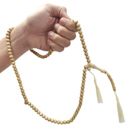 Natural Color Yellow Citrus Wood Tasbih - 8mm 99-Bead Prayer Beads - Worry Beads with 2 Beautiful Tassels