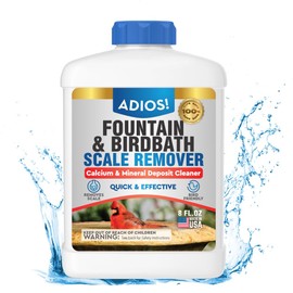 Adios! Fountain Scale Remover for Calcium, Lime and Hard Water Deposits on Bird Fountains, Baths and Water Features (8 oz)