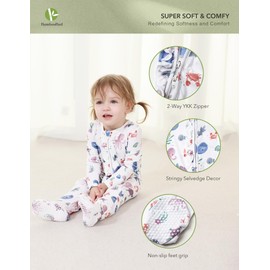 BambooBud Baby Girls Rompers Soft Infant Toddler Zippered Footed Romper Newborn Viscose from Bamboo Pjs, Sea World, 9-12Months